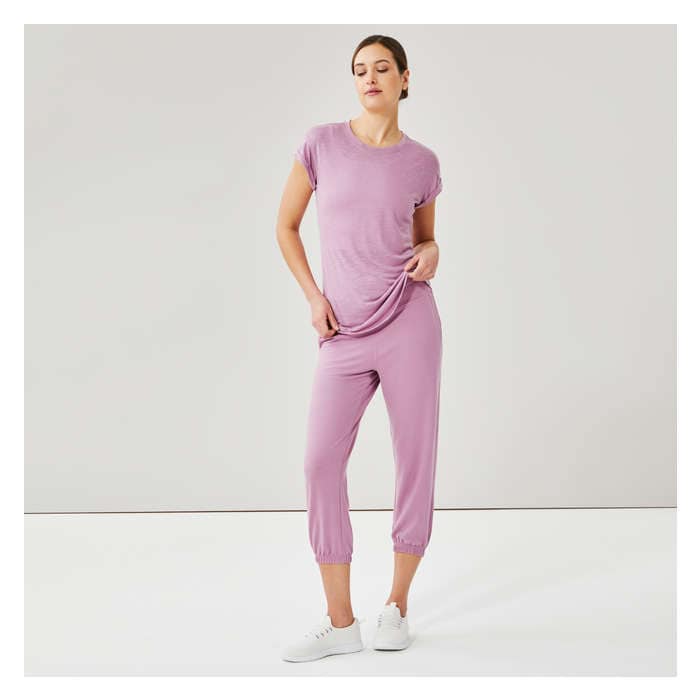 Women's Active Roll Sleeve T-Shirt - Light Mauve
